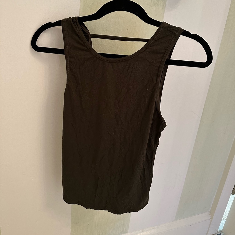 Lululemon dark olive crop top 4
